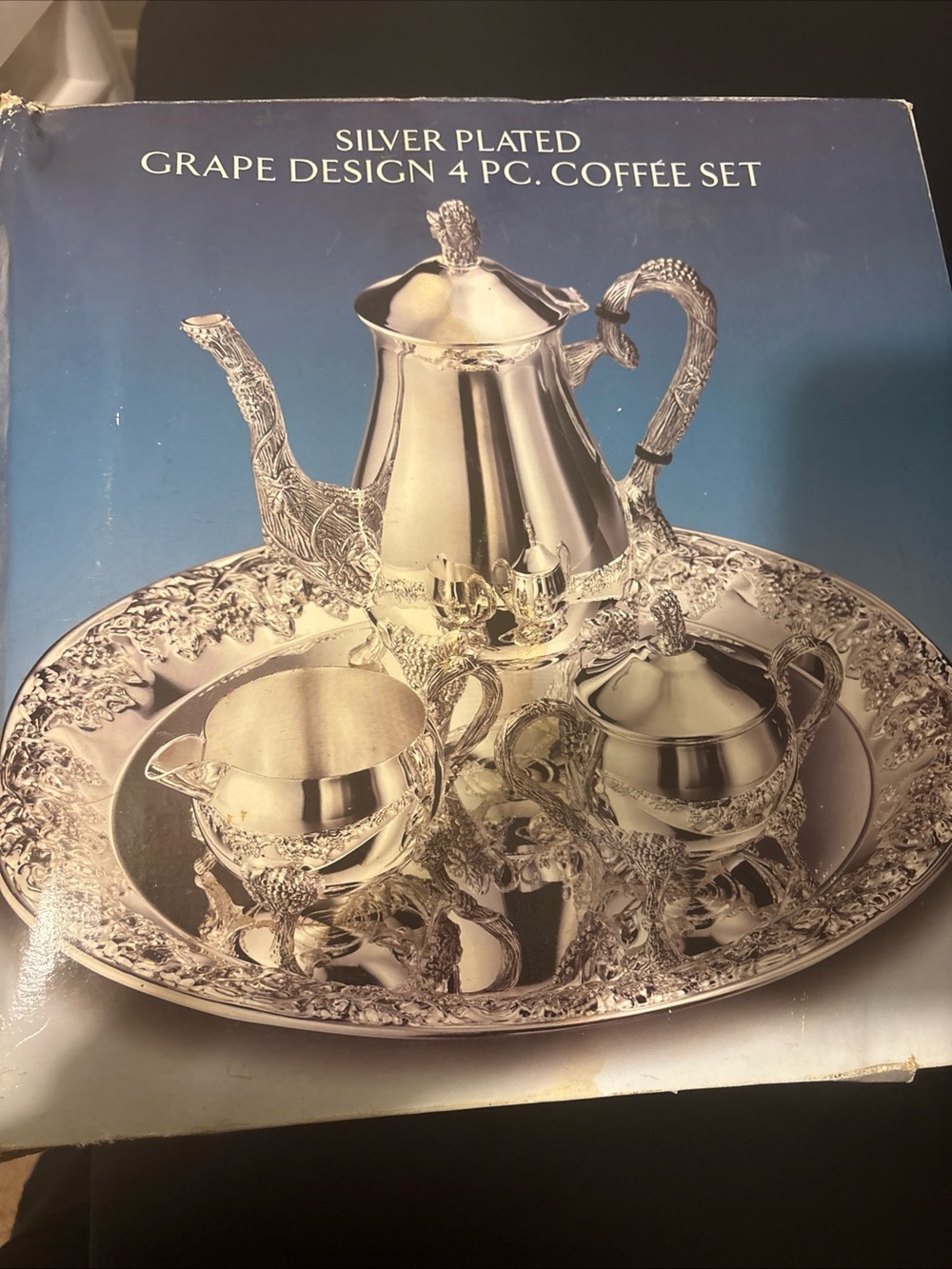 Godinger Silver-Plated Grape Design 4-Piece Coffee Service